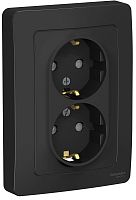 Розетка с заземлением Systeme Electric Blanca 1-м. 2-мод. шторки антрацит картинка